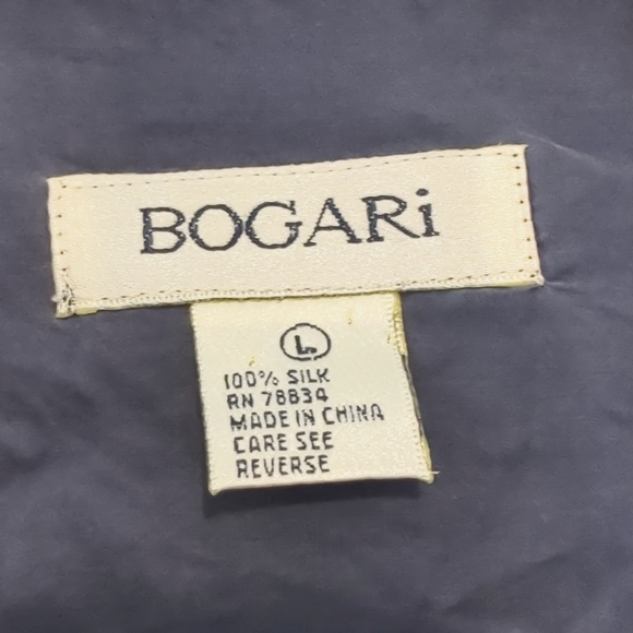 Bogari 100% Silk Navy Blue Button-down Blouse - Picture 3 of 3